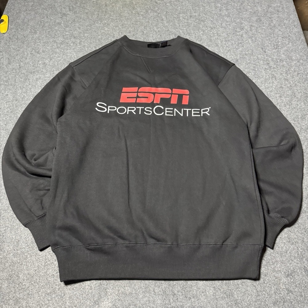 Vintage ESPN‎ Sportscenter Black M Mens Heavyweight Pullover Crewneck Sports